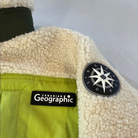 Canadiana Kids Jacket Sherpa Fleece Green and Cream Unisex Toddler Size 3T - Picture 3 of 14